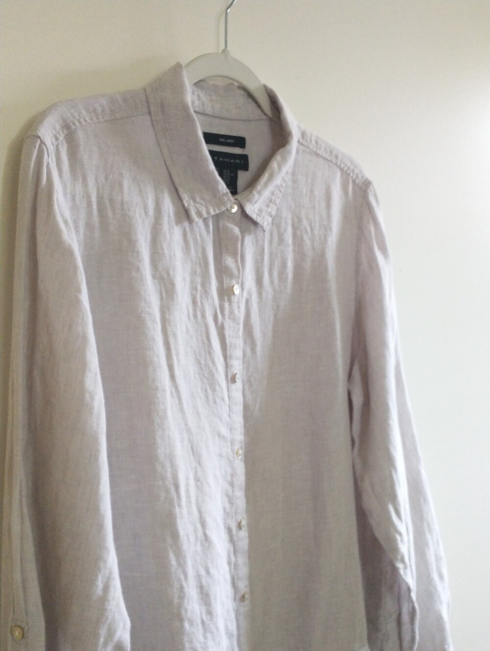 Tahari Beige Linen Button-Down Shirt Tunic XL Lagenlook - Picture 5 of 10